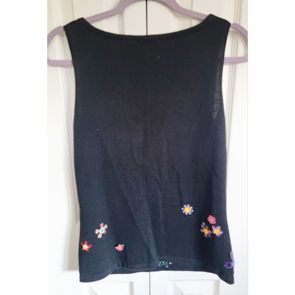 Emma Tricot S Floral Beaded 3D Top Sequin Y2K‎ Sweater Tank Art To Wear - Picture 2 of 7